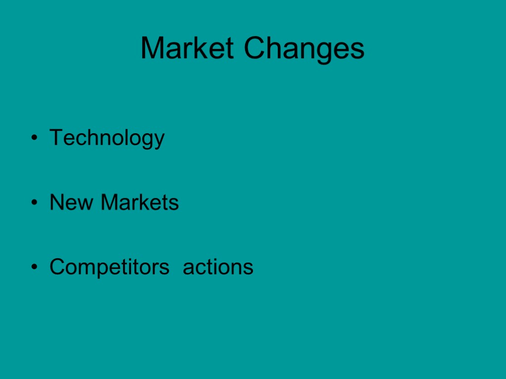 Market Changes Technology New Markets Competitors actions